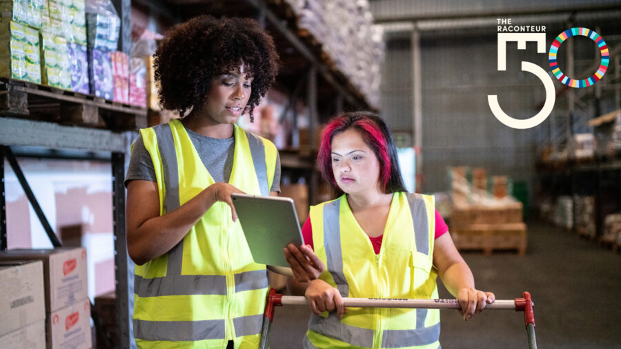 Inclusive employment - two workers in a warehouse