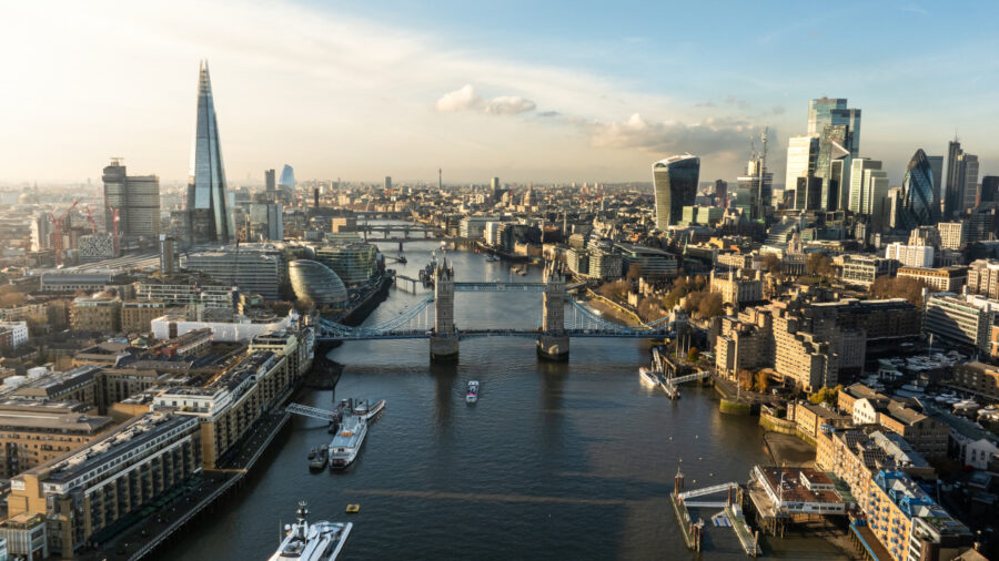 Aerial View Of London And The Tower Bridge