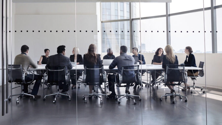 Colleagues during a business meeting in the conference room